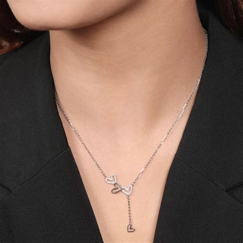 Heartfelt Elegance Rhodium Plated 925 Sterling Silver Necklace – Zavya