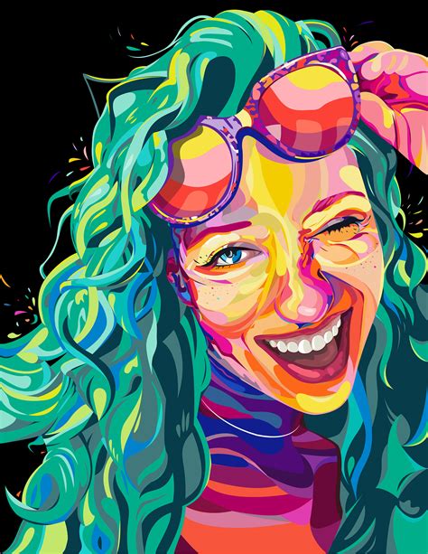 Colorful Self Portrait Drawing
