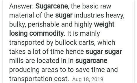 give geographical reason 1. sugarcane is weight loosing commodity2 ...
