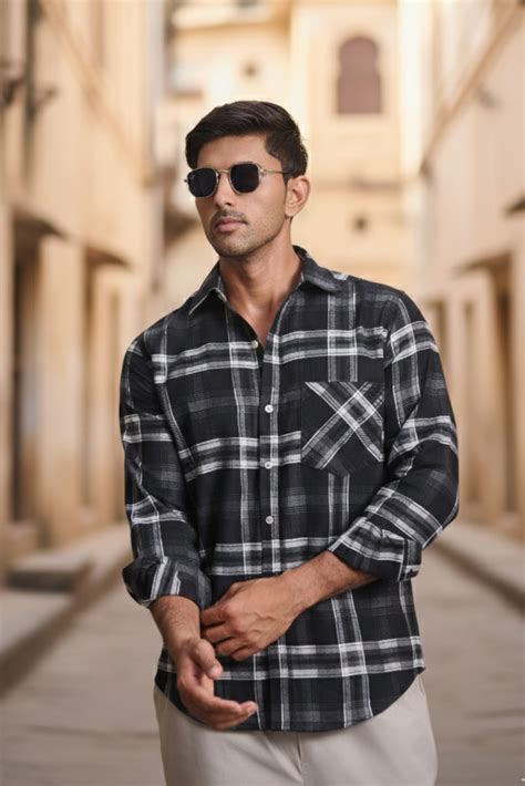 Regular Fit Melange Check Shirt - Black – UNCLUTTERED CLOSET