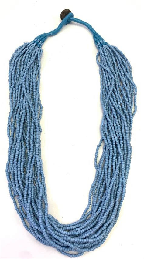 LIGHT BLUE COLOR SEED BEAD NECKLACE – dastakaaristore