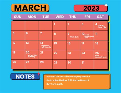 March 2023 Calendar Template - Download in Word, Google Docs ...