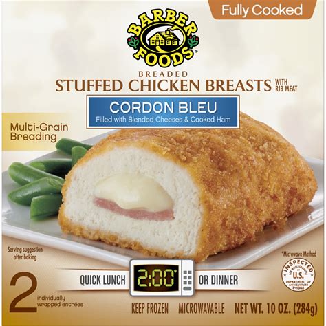 Barber Foods Stuffed Chicken Breasts, Cordon Bleu, 10 oz, 2 ct (Frozen ...
