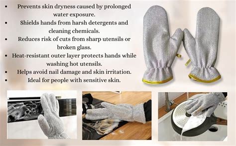 ZIKAMZIK Dishwashing Gloves with Aluminum Foil Cloth Outer and PVC ...