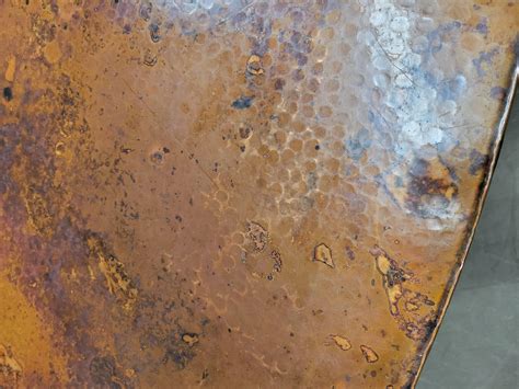 Arhaus Dining Table With Hammered Copper Top and Iron Arabesque Base at ...