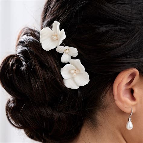 Black flower hair clips weddings online