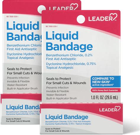 Amazon.com: Leader Liquid Bandage, Waterproof Seal, Sting-Free Formula ...
