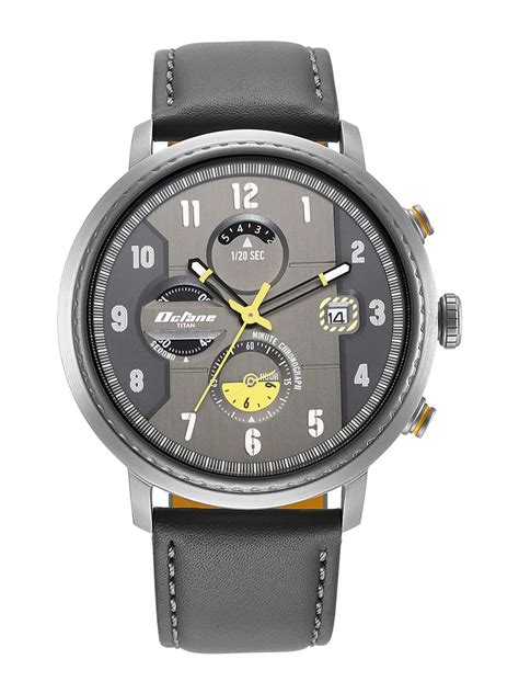 Titan Men Black Dial & Grey Leather Straps Analogue Watch - Price History