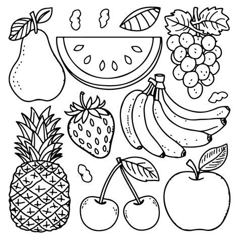 Fruits coloring page for kids colouring book page illustration | Premium Vector