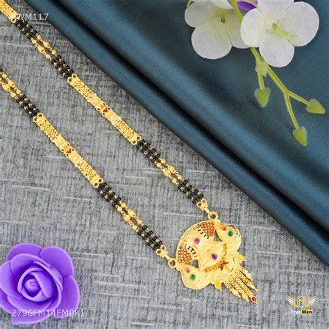 Two Line Designer AD Golden Mangalsutra for women - FWM117 – Freemen®