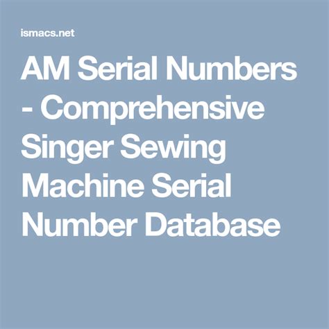 Image result for Singer Sewing Machine Serial Numbers Chart
