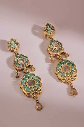 Buy Gold Plated Stones, Beads Sabiha Zircon Embellished Drop Earrings ...