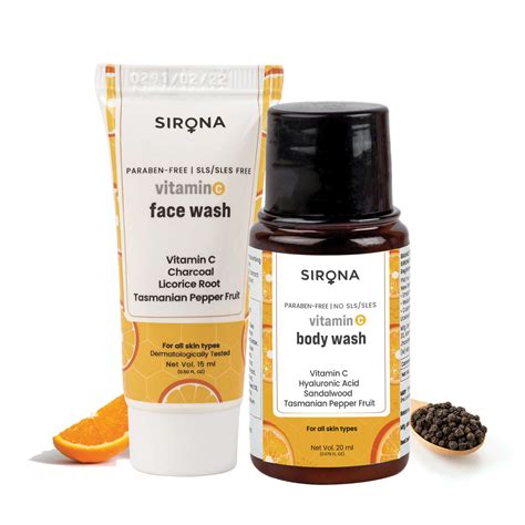Mini Vitamin C Body Wash + Mini Vitamin C Face Wash – Sirona Hygiene ...