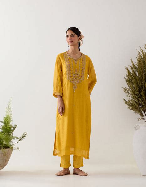 Mustard stardust kurta set – TATWA