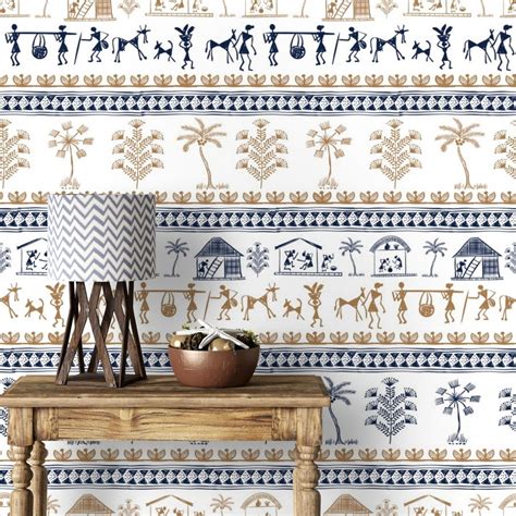 Indian Warli Art Wallpaper Design for Walls | lifencolors – Life n Colors