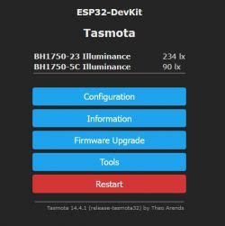 How to connect 4 BH1750 sensors to ESP32 with Tasmota? I2C configuration