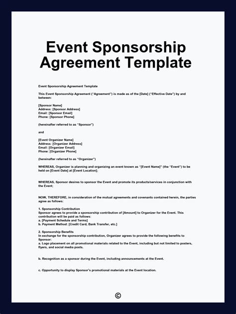Event Sponsorship Agreement Template 50+ FREE Sponsorship Agreement