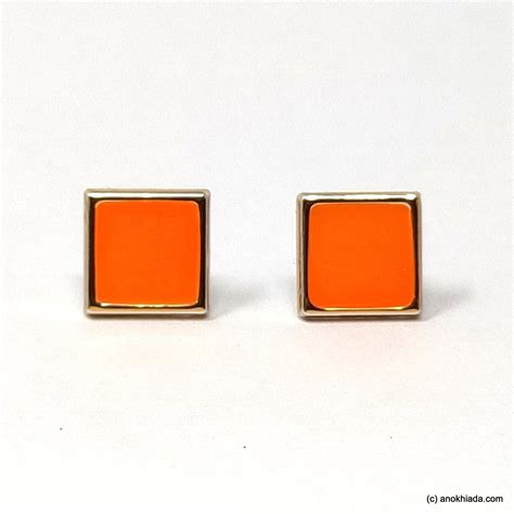 Anokhi Ada Orange Square Shaped Small Plastic Stud Earrings for Girls ...