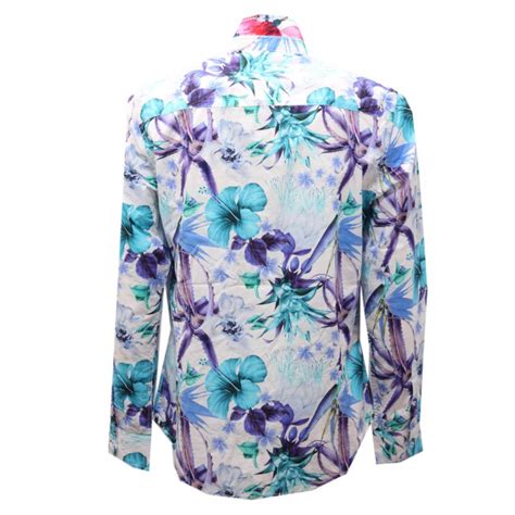 4239AH camicia uomo GANESH light blue/violet cotton shirt men