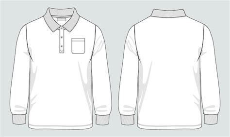 Long sleeve polo shirt technical fashion flat sketch vector ...