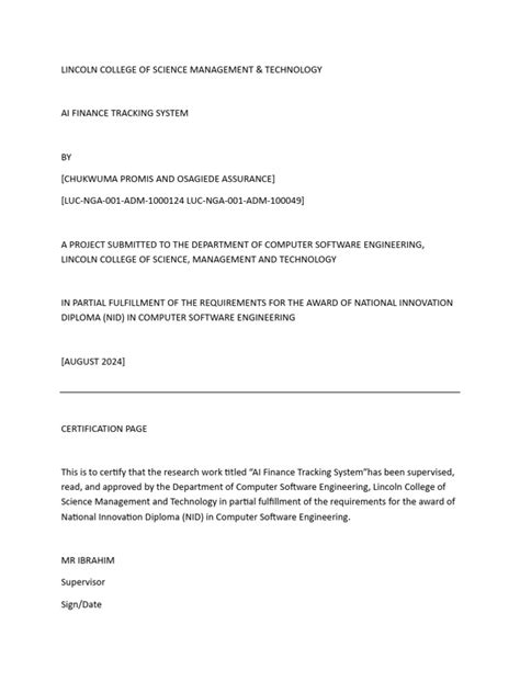 Image result for Machine Learning Project Documentation Sample