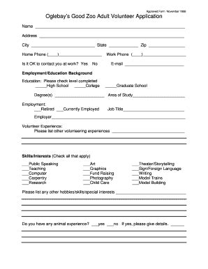 Oglebay Zoo Volunteer - Fill Online, Printable, Fillable, Blank | pdfFiller