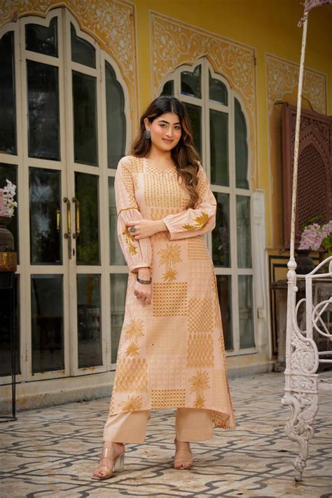 Naisha K 406 Mal Cotton Embroidery Work Kurti And Bottom Collection