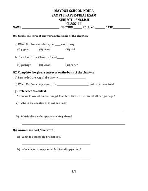 Sample Paper Final Exam-Eng(2022-23) - MAYOOR SCHOOL, NOIDA SAMPLE ...