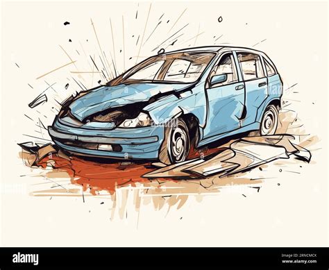Wrecked Car Drawing Easy