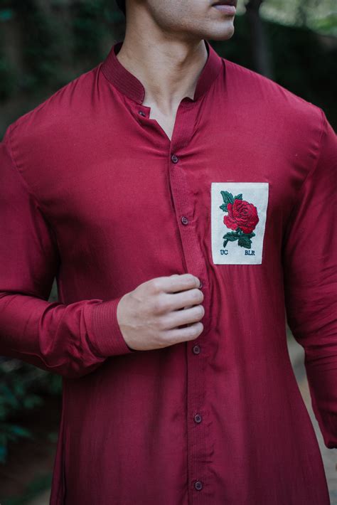 Maroon Vintage Rose Kurta – UN-CUFFED