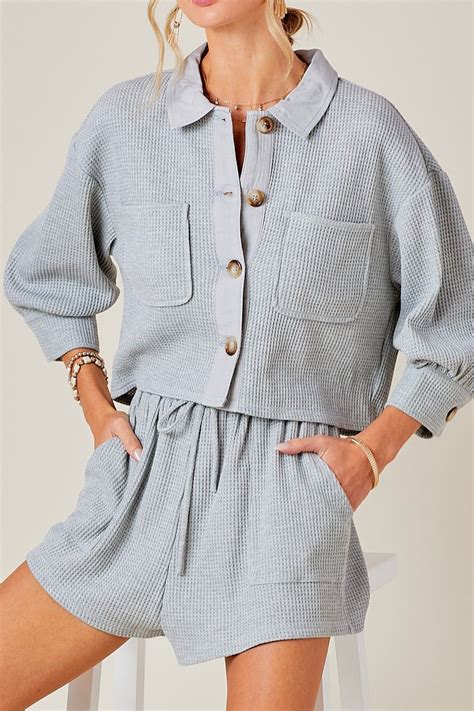 Mandy 2 Piece Waffle Knit Lounge Set | Knit lounge set, Knitted top ...