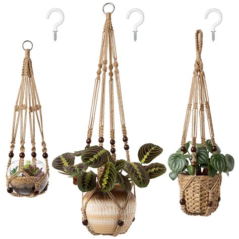 Snapklik.com : Mkono 3 Pack Macrame Plant Hangers Indoor Different Size ...