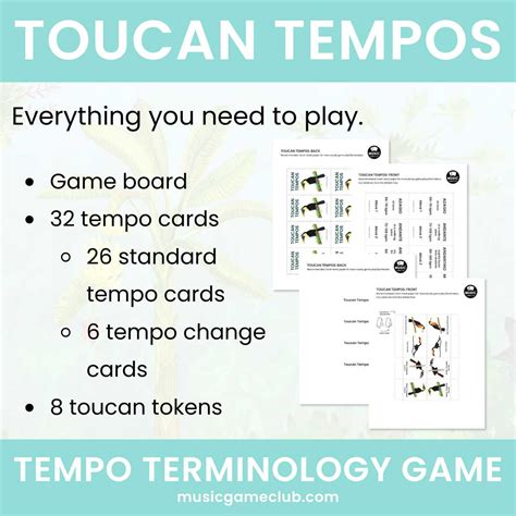 Toucan Tempos Tempo Terminology Game - Printable - Music Game Club