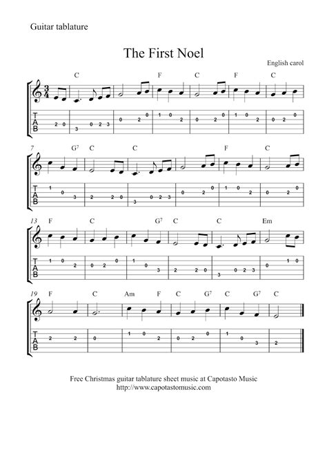 Free Sheet Music Scores: Guitar tab Christmas | Guitar tabs songs ...