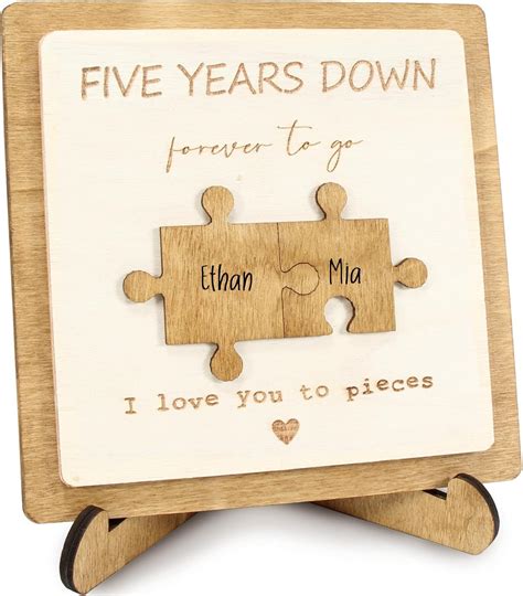 5 Year Anniversary Wood Gifts for Her Him - Engraved Wooden Plaque ...