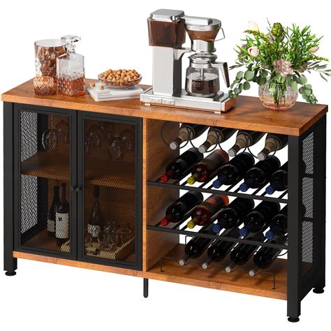VEVOR VEVOR Industrial Bar Cabinet, Wine Table for Liquor and Glasses ...