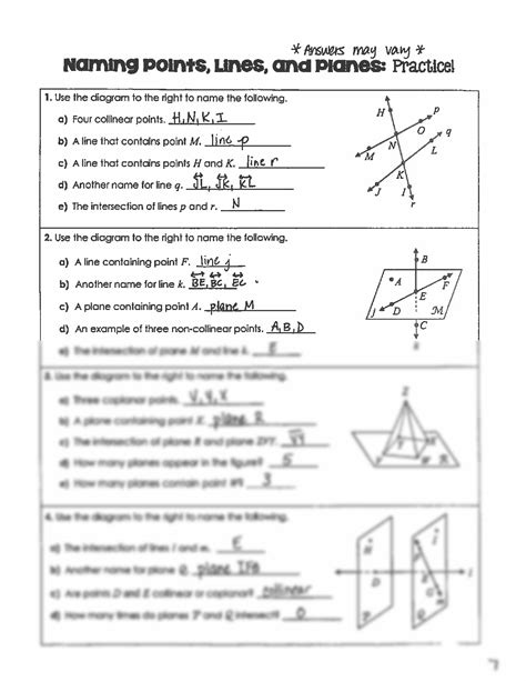 SOLUTION: Points Lines and Planes Worksheet - Studypool - Worksheets ...
