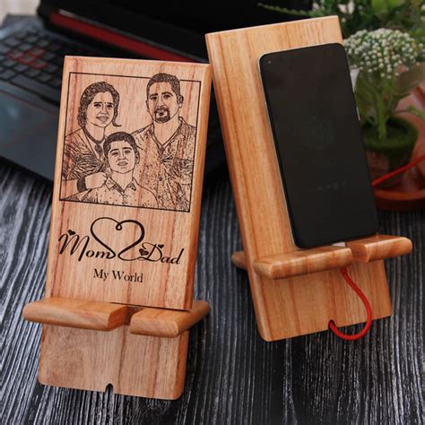Personalized Wooden Mobile Phone Stand | Engraved Phone Holder Tagged ...
