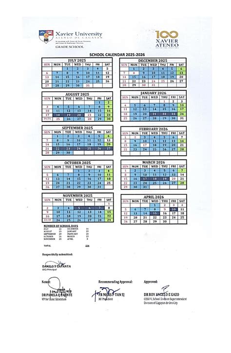 Xavier University - Academic Calendar AY 2025-2026