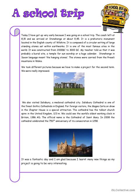 A school trip reading for detail (de…: English ESL worksheets pdf & doc