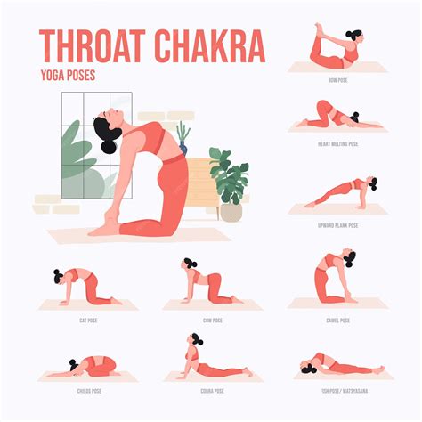 Premium Vector | Throat chakra yoga poses young woman practicing yoga pose