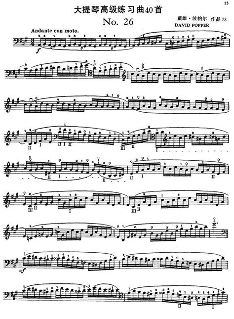大提琴高级练习曲40首 No 26 大提琴谱 简谱