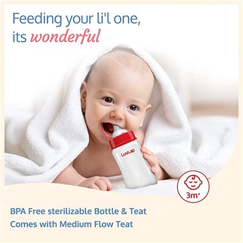 LuvLap Wide Neck Natura Flo Baby Feeding Bottle (Plain) 250ml (Pack of 2)
