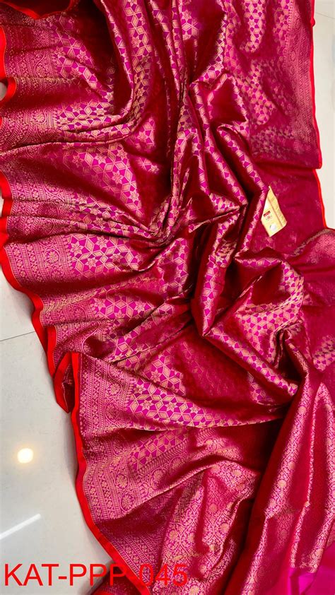 Pure Katan Silk jangla Work Saree With Rich Brocade Work and Gold Zari ...