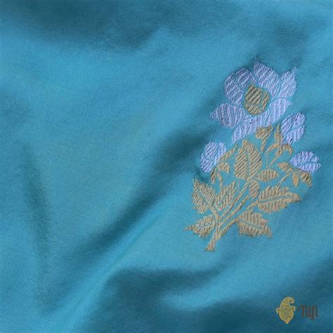 Ferozi Blue Pure Katan Silk Banarasi Handloom Dupatta - Tilfi