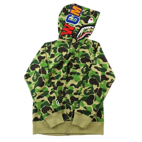 Bape ABC Green Camo Shark Full Zip Hoodie | SaruGeneral