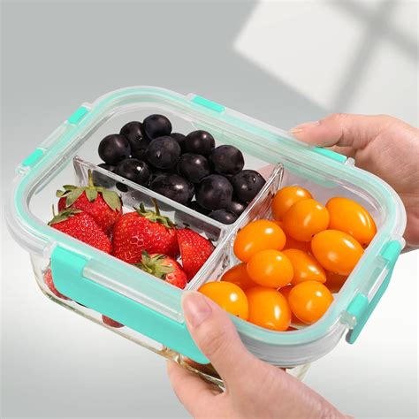 Buy 5 Pack 36oz Meal Prep Containers 3 Compartments Portion Control ...