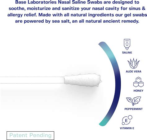 Base Labs Saline Nasal Gel Swabs 36 Count Pack - Cleanse, Sanitize, Soothe Nasal Passages - Nose ...