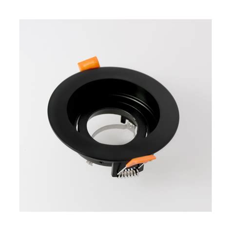 Akrah recessed spotlight, round black with bulb replacement from the front