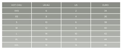 Sizing — Hot Chili – Menswear + Womenswear